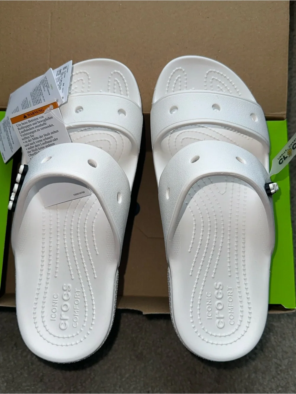 CROCS White Double Band Slide Sandals